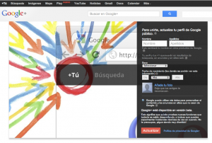 Pantalla de registro en Google Plus