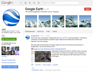 página Google Earth en Google plus